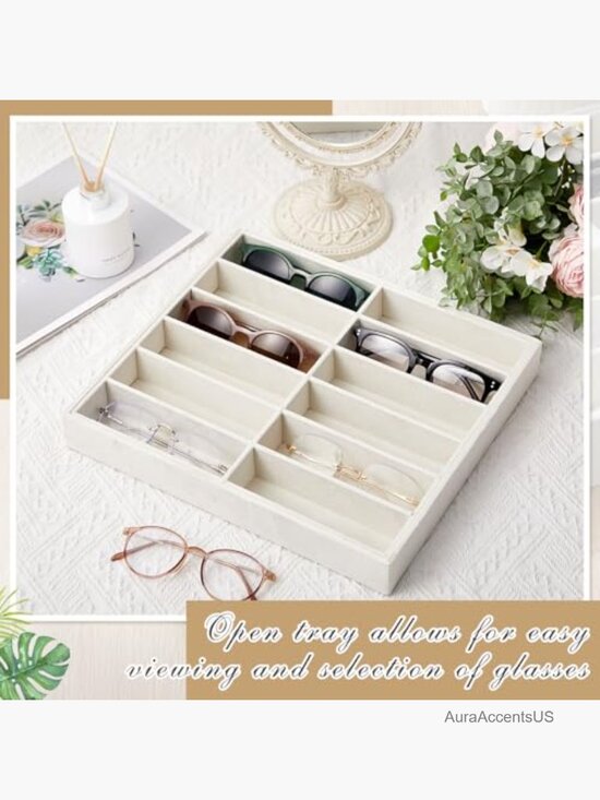 Stackable Sunglass Organizer Trays - 2 Pack, 12 Grids Each, Velvet main image 7